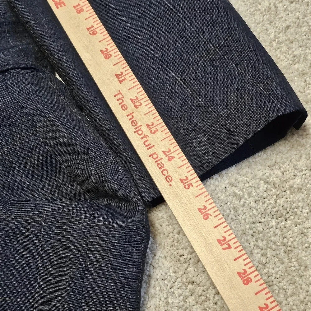 Ermenegildo Zegna Wool‎ Silk Blazer 42L Navy Windowpane Double Breasted Italy